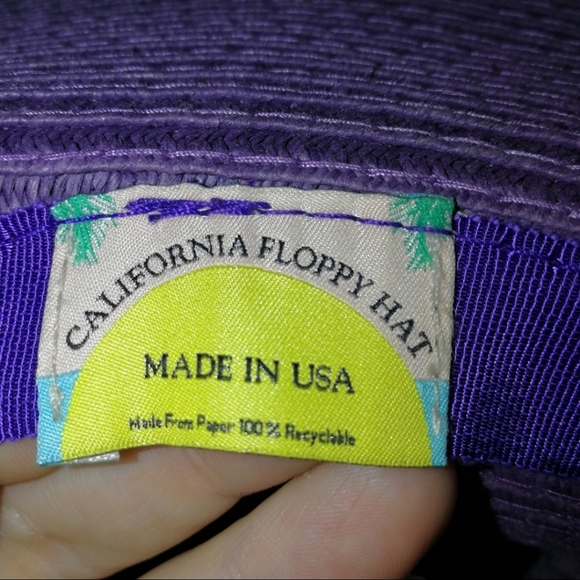 2 for 25$CALIFORNIA HAT Purple Summer Floppy Style Recyclable Paper Hat One Size - Picture 3 of 4